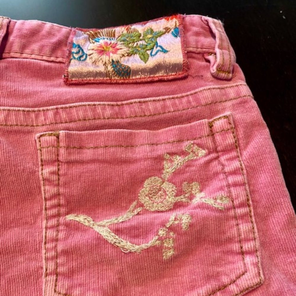 Mimi & Maggie Pink Corduroy Embroidered Shorts